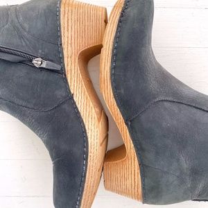 Dansko Black Suede Clogs, Maria Zip-up bootie style
